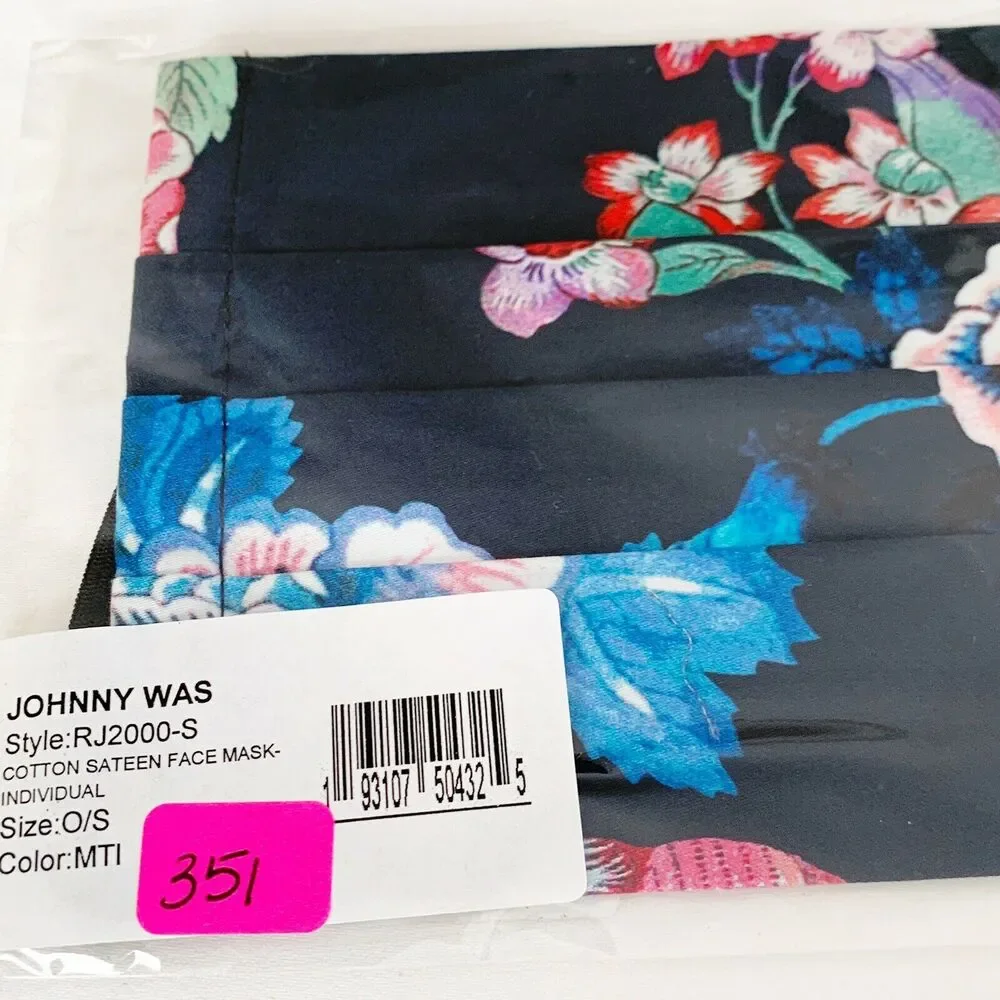 JOHNNY WAS Face Mask Designer Floral Cotton Face Mask